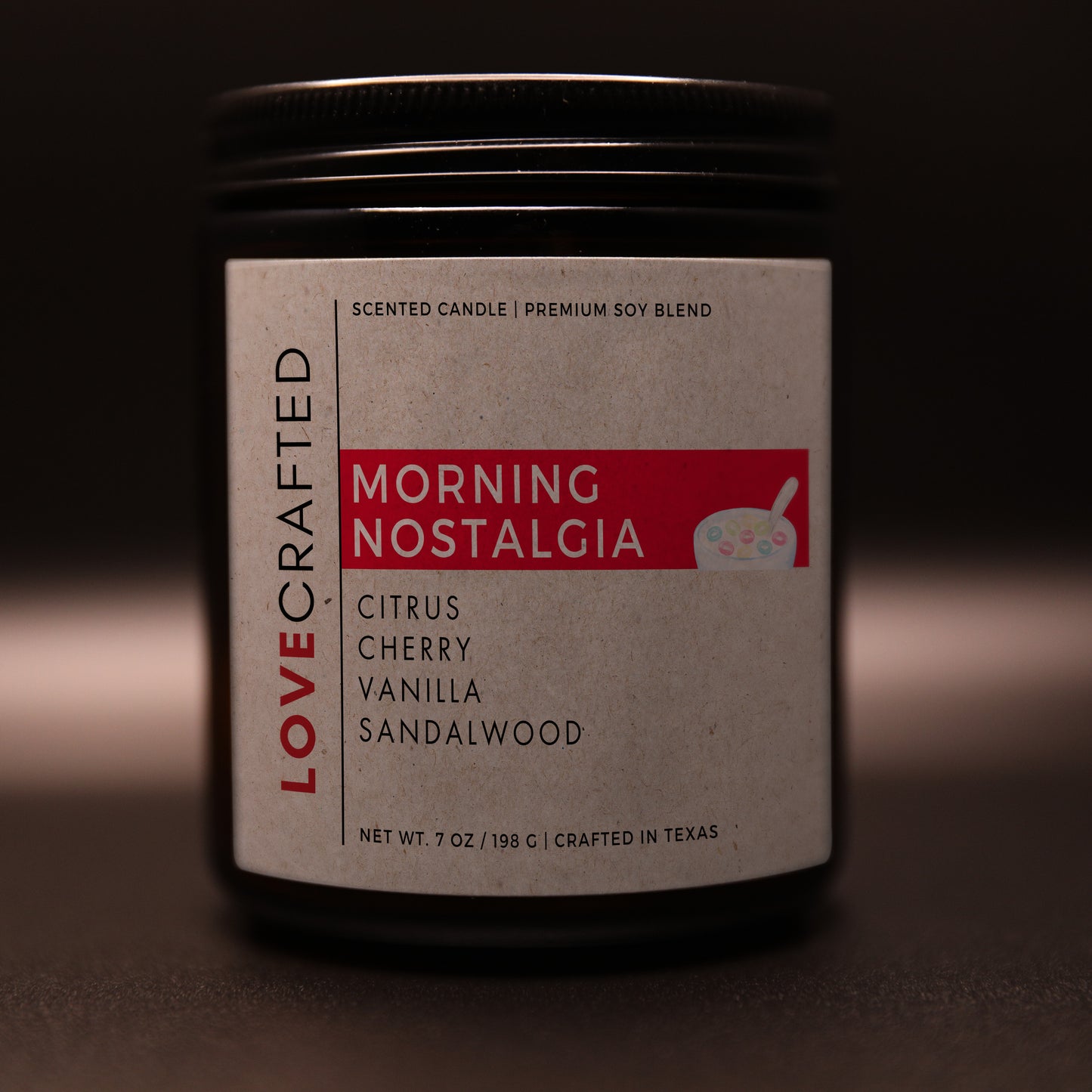 Morning Nostalgia 7oz soy blend candle in amber jar