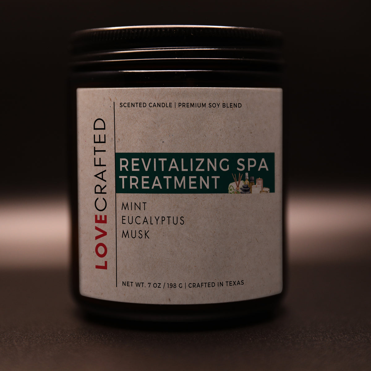 Revitalizing Spa Treatment 7oz soy blend candle in amber jar