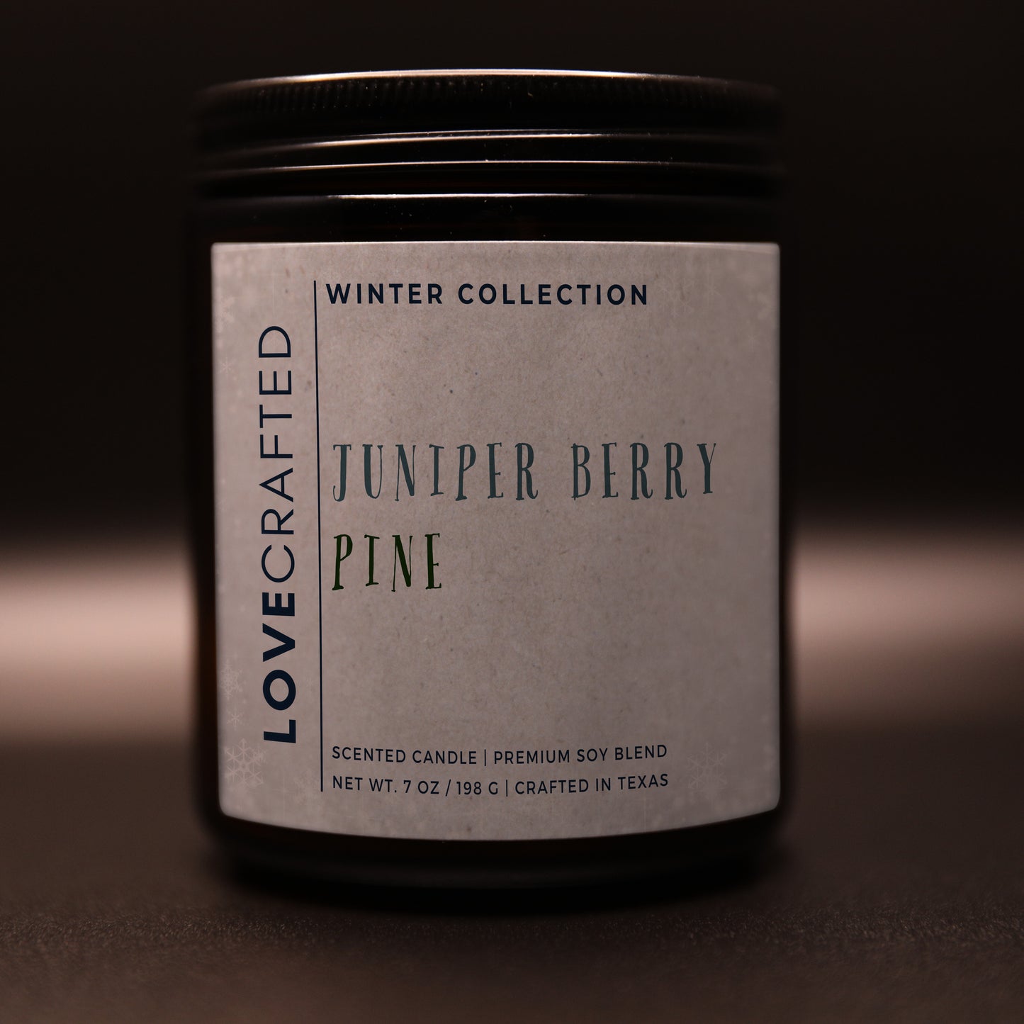 Juniper Berry Pine 7oz soy blend candle in amber jar