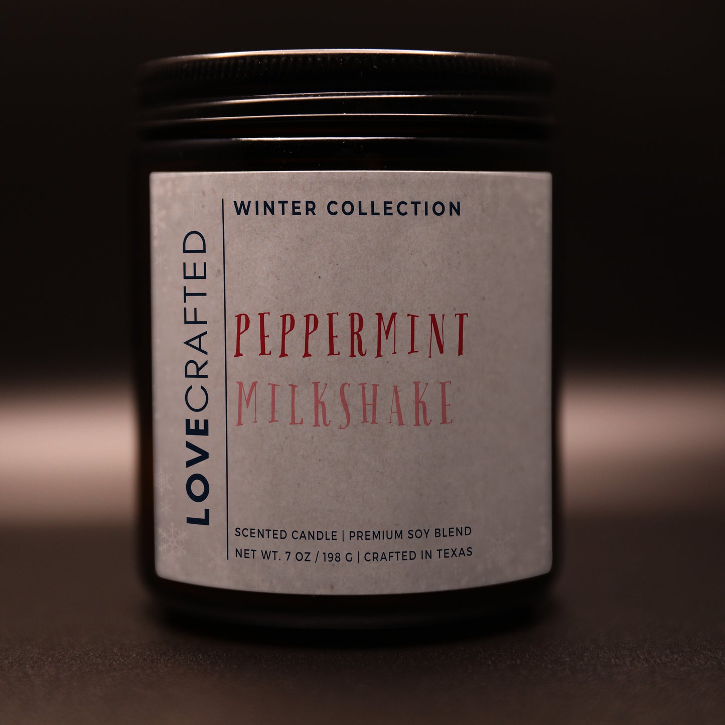 Peppermint Milkshake 7oz soy blend candle in amber jar
