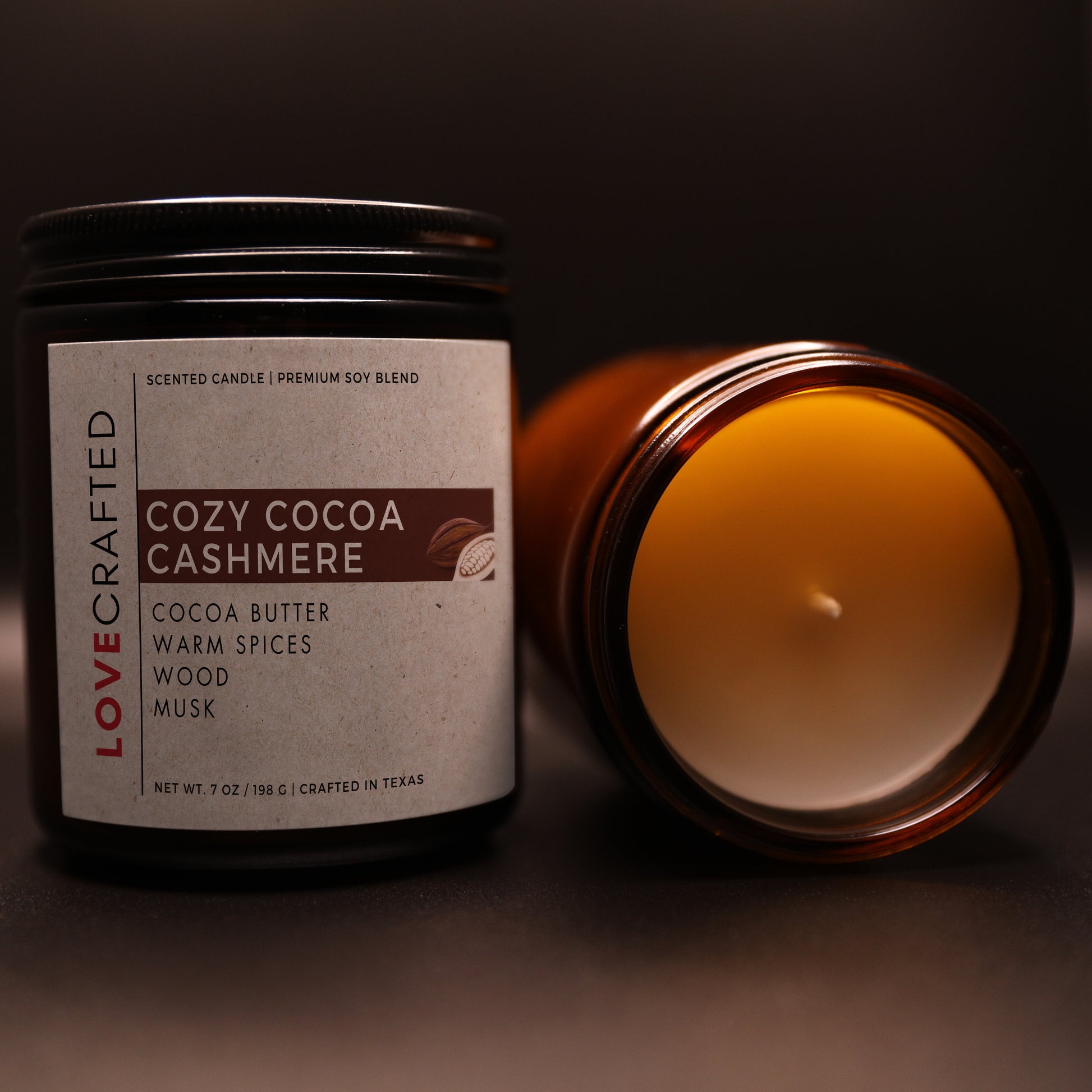 Cozy Cocoa Cashmere, a Fresh and Clean Musky Lovecrafted Candle